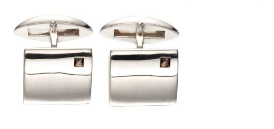 Silver Smokey Quartz Square Cufflinks